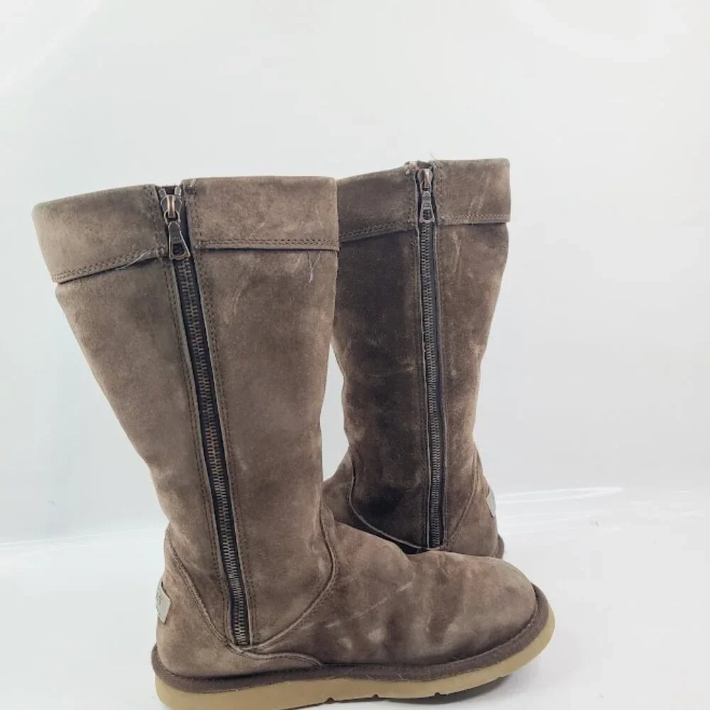 UGG‎ Women's Brown Cargo 5132 Leather Fur Mid-Calf Winter Snow Boot Size 9